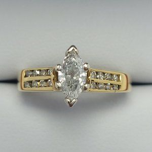 14K Yellow Gold Diamond Ring - 0.70ct Marquise 7.45x4.70 mm | I-J | SI2